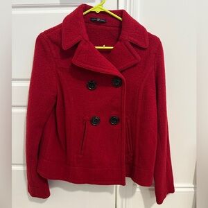 GAP Women's Red Double-Breasted Wool Peacoat Jacket, size S